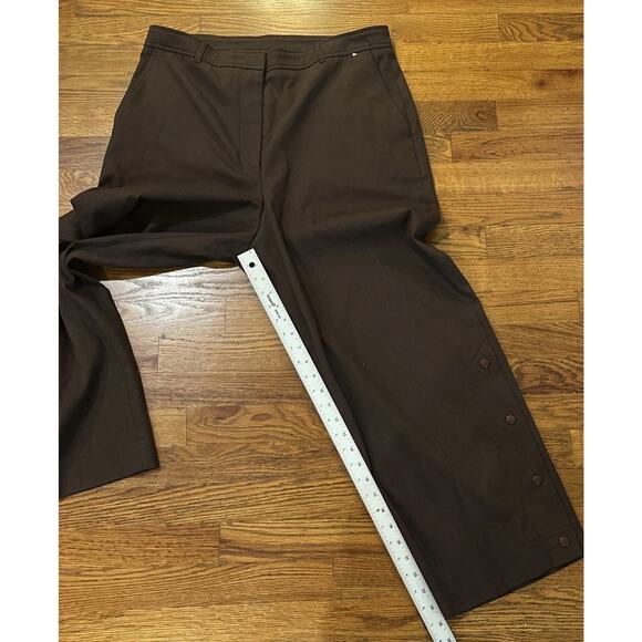 HUGO BOSS Womens Tapika Ankle Trousers Size 12 Dark Brown Stretch Cotton - Picture 13 of 16